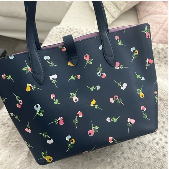 Kate Spade Kaci Wildflower Ditsy Navy Blue Floral tote bag purse *PLEASE READ* - Picture 5 of 8
